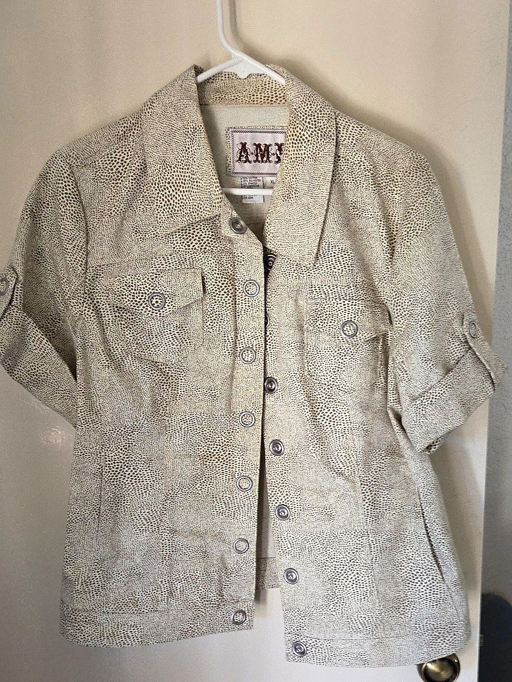 AMI Women's Animal Print Button Down Shirt-Jacket XL Like New